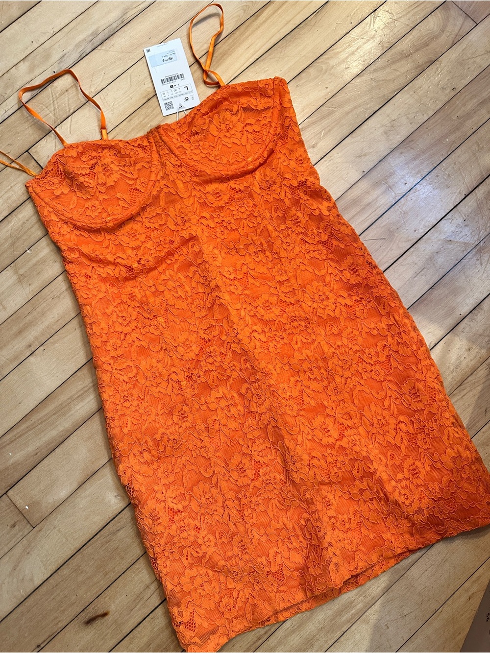 Zara Orange Lace Bustier Mini Dress